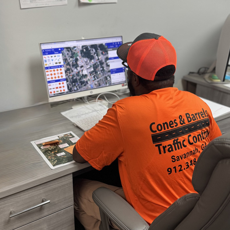 man working on a computer